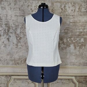 Vintage 90s Y2K Tank Top Shell Beige Polka Dot Blouse Fitted 1990s 2000s R&K M